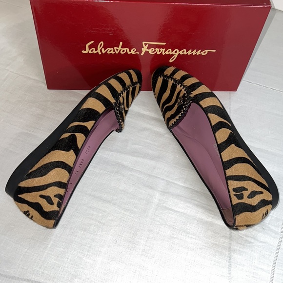 Salvatore Ferragamo Animal Print Calf Hair 9 AA flats shoe